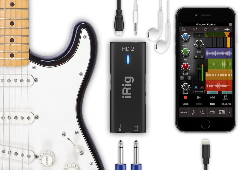 IK Multimedia واجهة صوتية لجيتار iRig HD 2 لجهاز iPhone و iPad و Mac و iOS و PC مع كابلات USB-C و Lightning و USB وتسجيل موسيقي بدقة 24 بت و 96 كيلوهرتز - Image 2